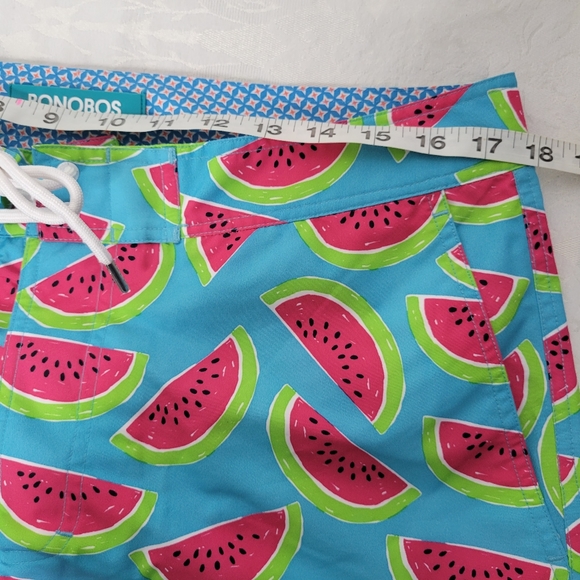 BONOBOS Logo Board Shorts Swimsuit TrunksDrawstring mens 33 Watermelon Pattern - Picture 3 of 13